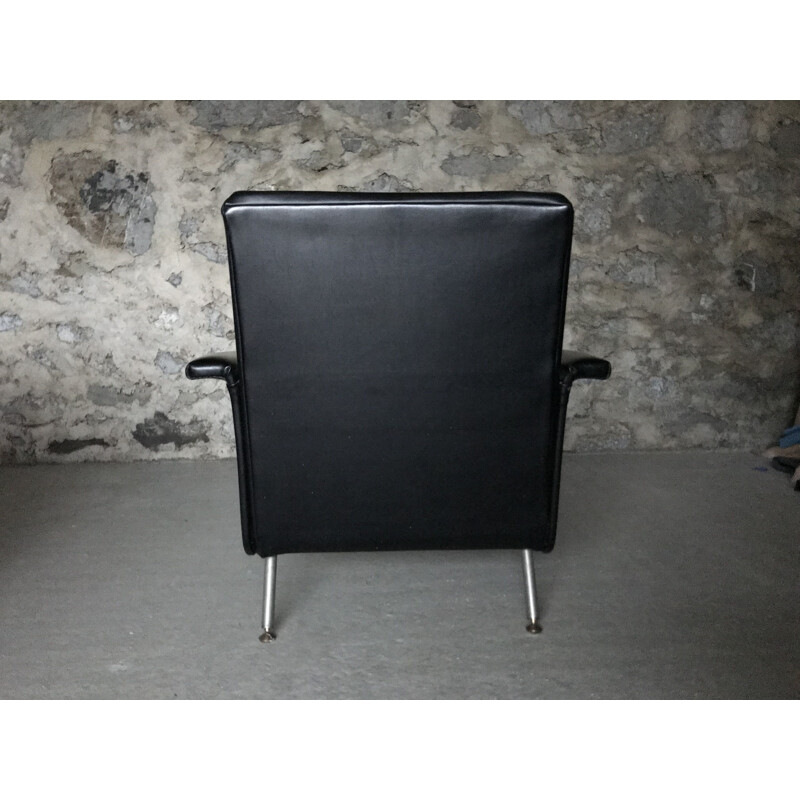 Vintage armchair in black leatherette