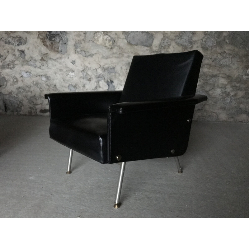 Vintage armchair in black leatherette