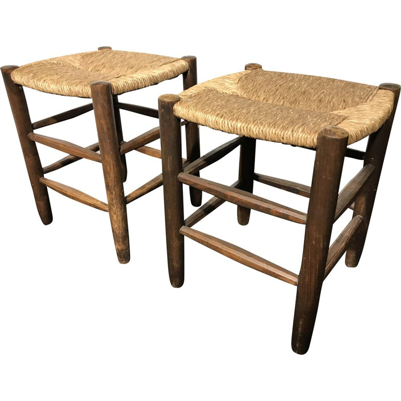 Set of 2 vintage stools by Charlotte Perriand