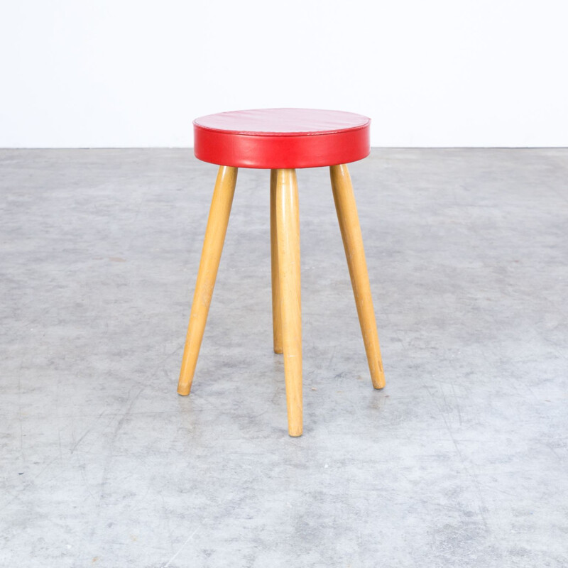 Set of 2 vintage red stool