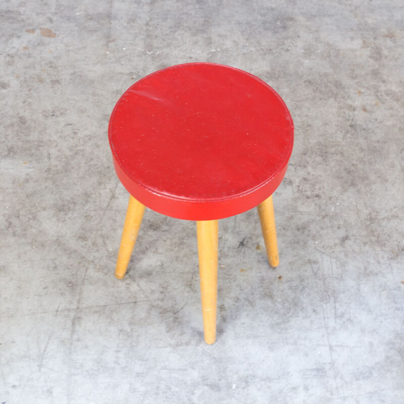 Set of 2 vintage red stool