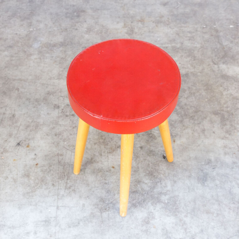 Suite de 2 tabourets vintage rouges