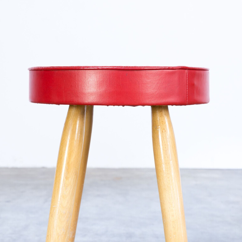 Set of 2 vintage red stool