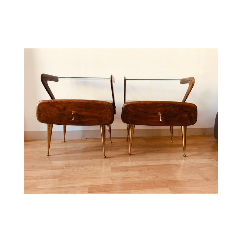 Set of 2 vintage Italian side tables in wood