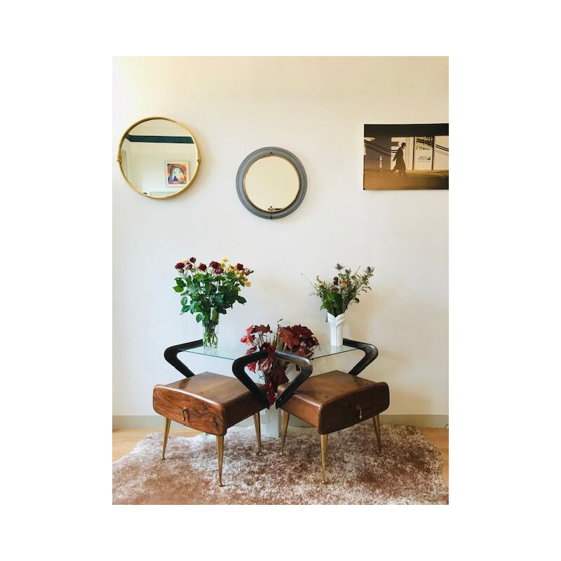 Set of 2 vintage Italian side tables in wood