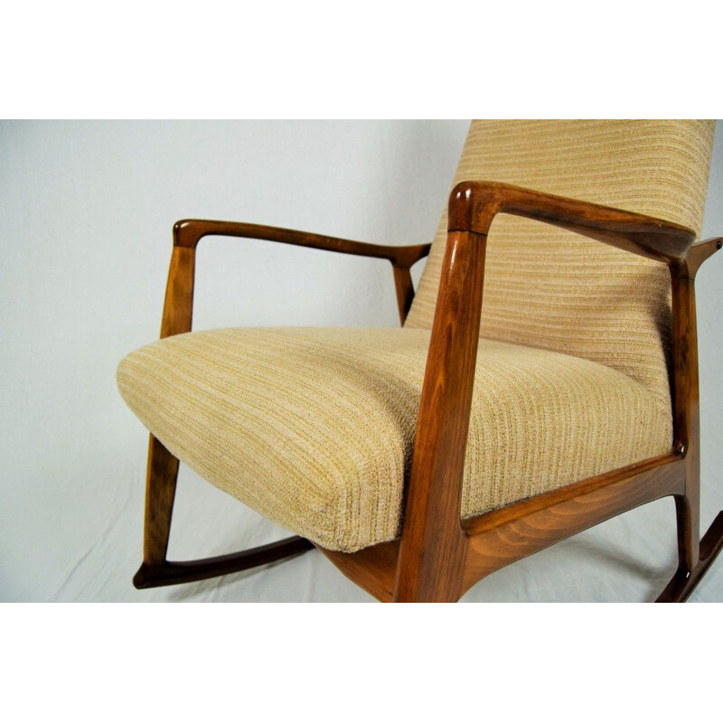 Vintage Danish rocking chair in beech wood