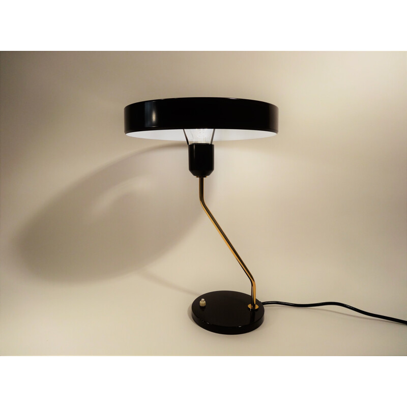 Lampe noire vintage en métal par Louis Kalff