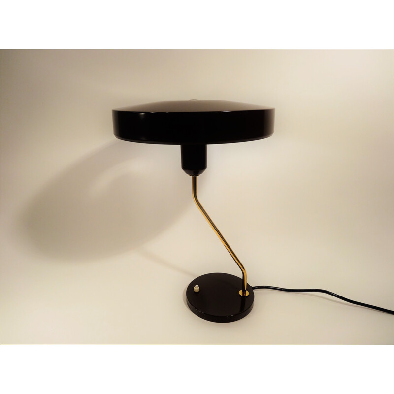 Vintage black metal lamp by Louis Kalff