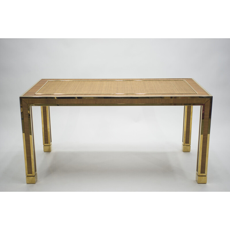 Vintage brass and bamboo dining table