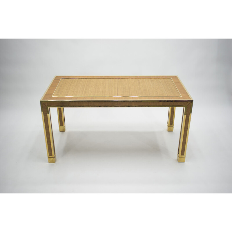 Vintage brass and bamboo dining table