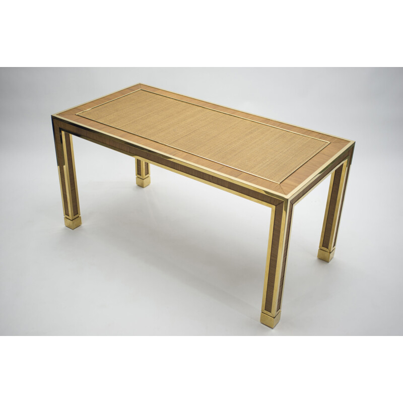 Vintage brass and bamboo dining table