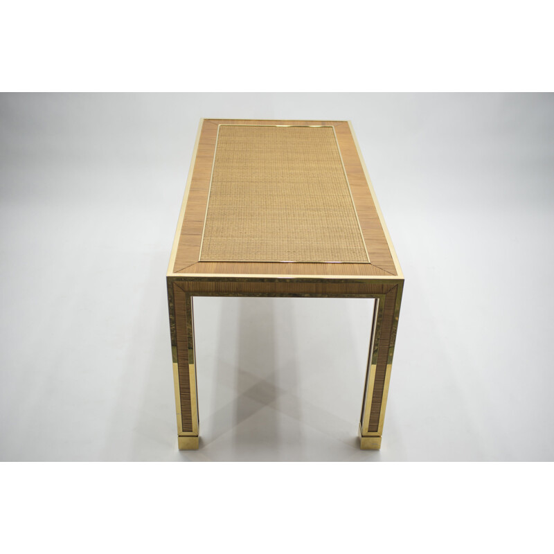 Vintage brass and bamboo dining table