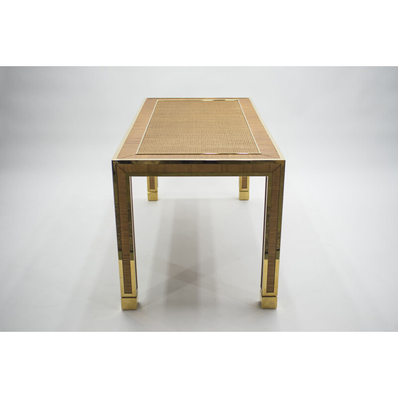 Vintage brass and bamboo dining table