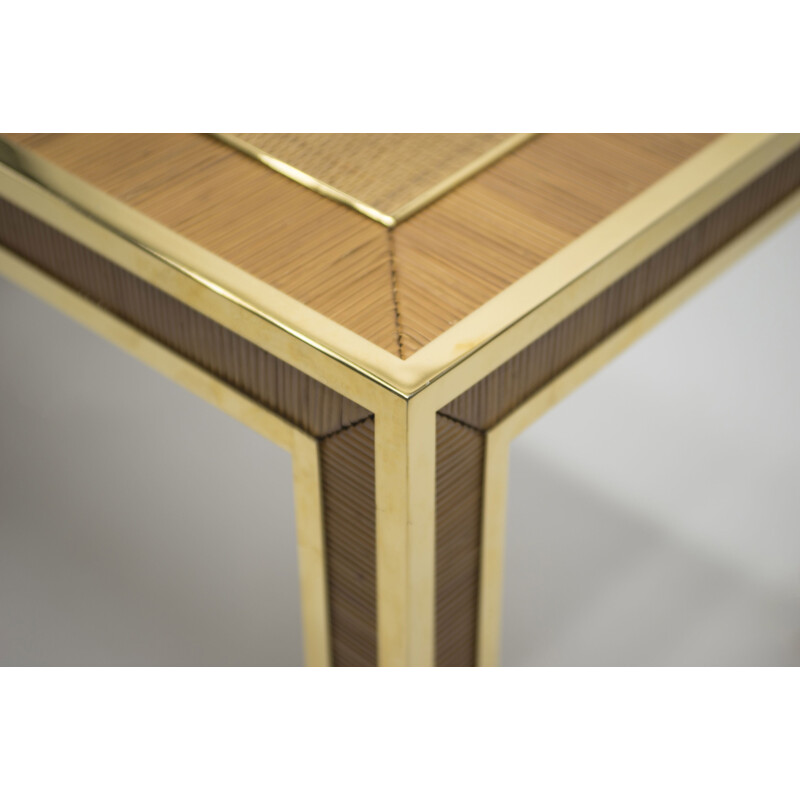 Vintage brass and bamboo dining table