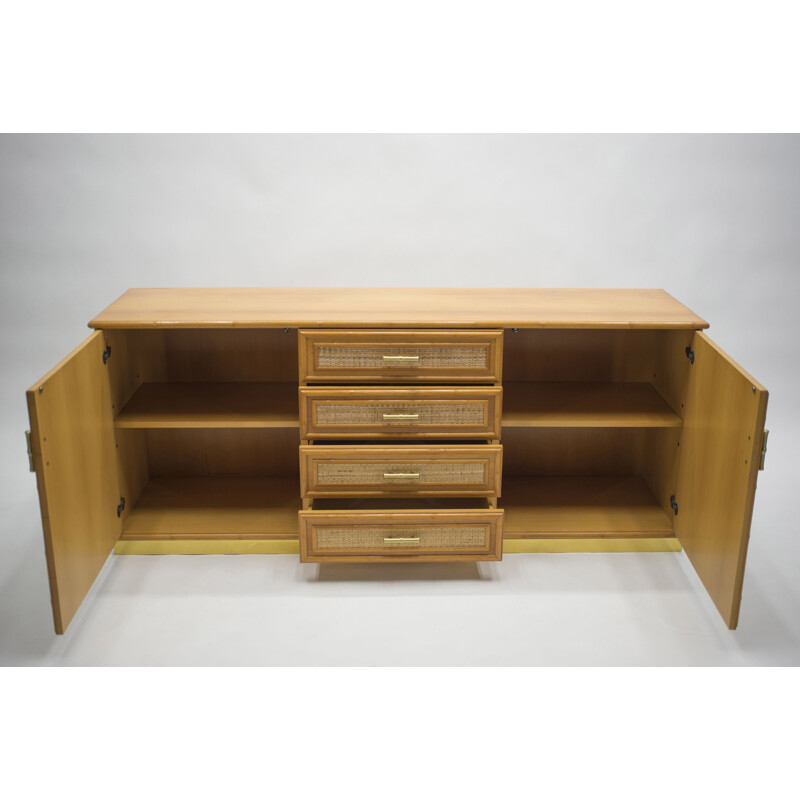 Vintage sideboard in brass and bamboo