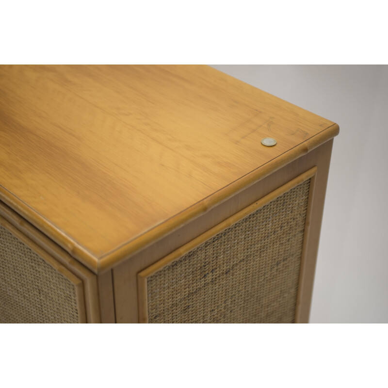 Vintage sideboard in brass and bamboo