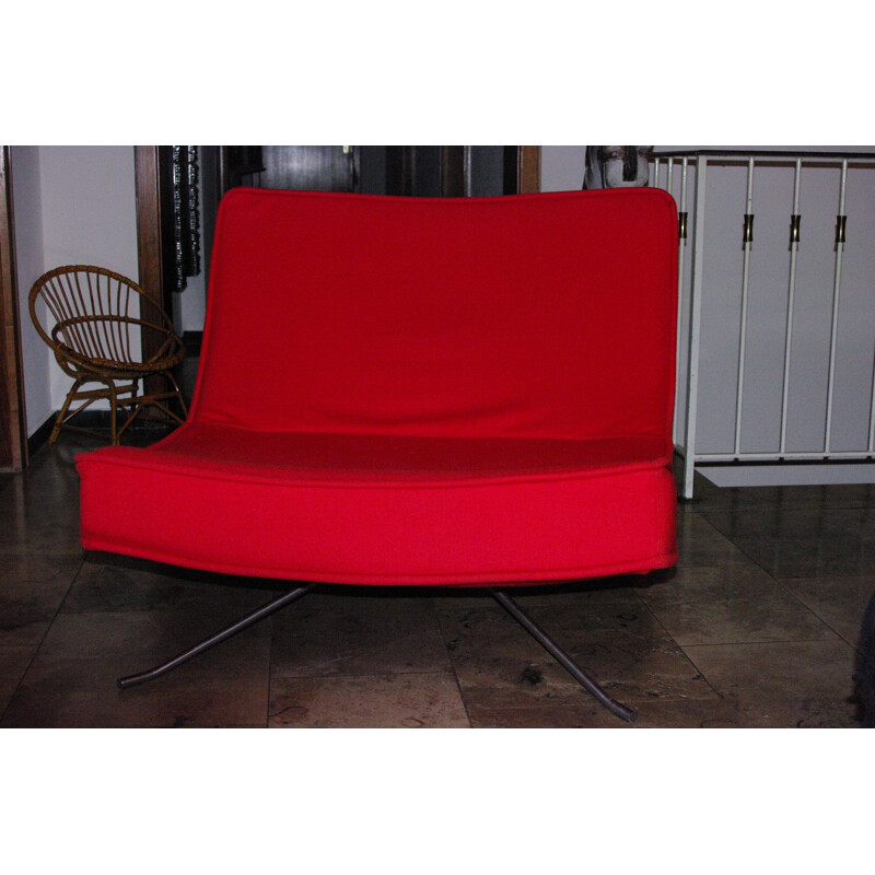 Paire de fauteuils rouges vintage par Christian Werner 