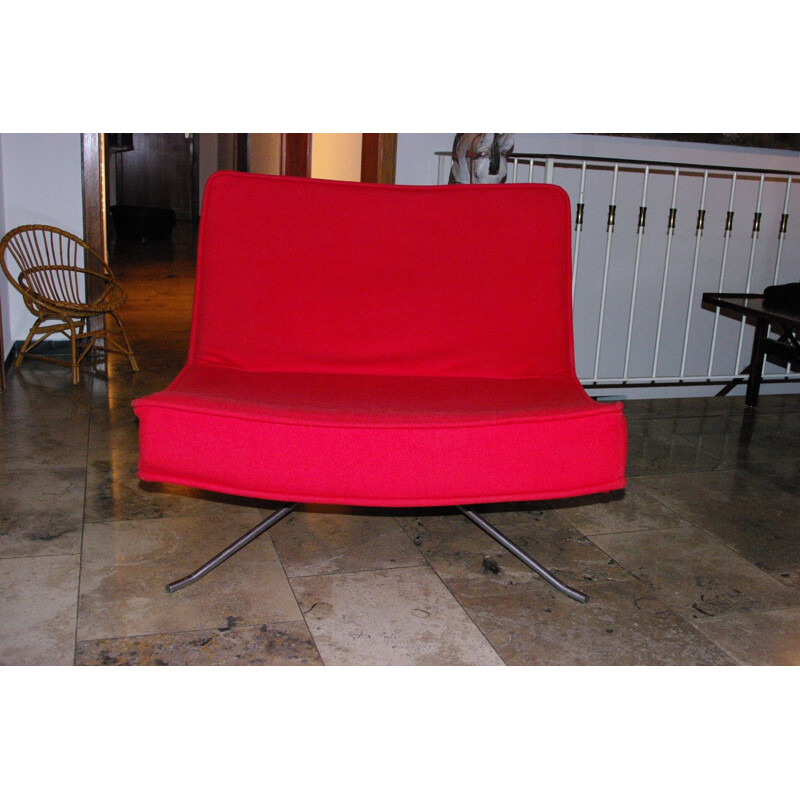 Paire de fauteuils rouges vintage par Christian Werner 