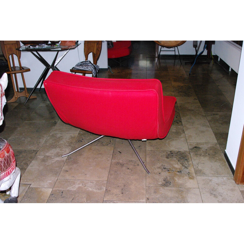 Paire de fauteuils rouges vintage par Christian Werner 