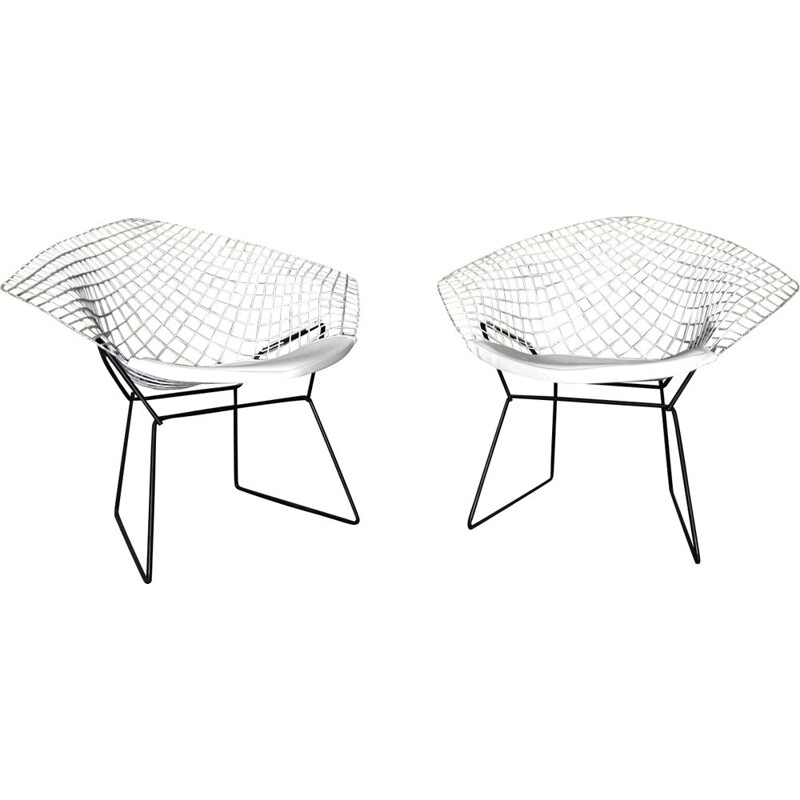 Set of 2 vintage armchairs "Diamond" by Harry Bertoia for Knoll