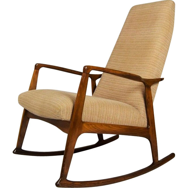 Fauteuil à bascule vintage danois en hêtre