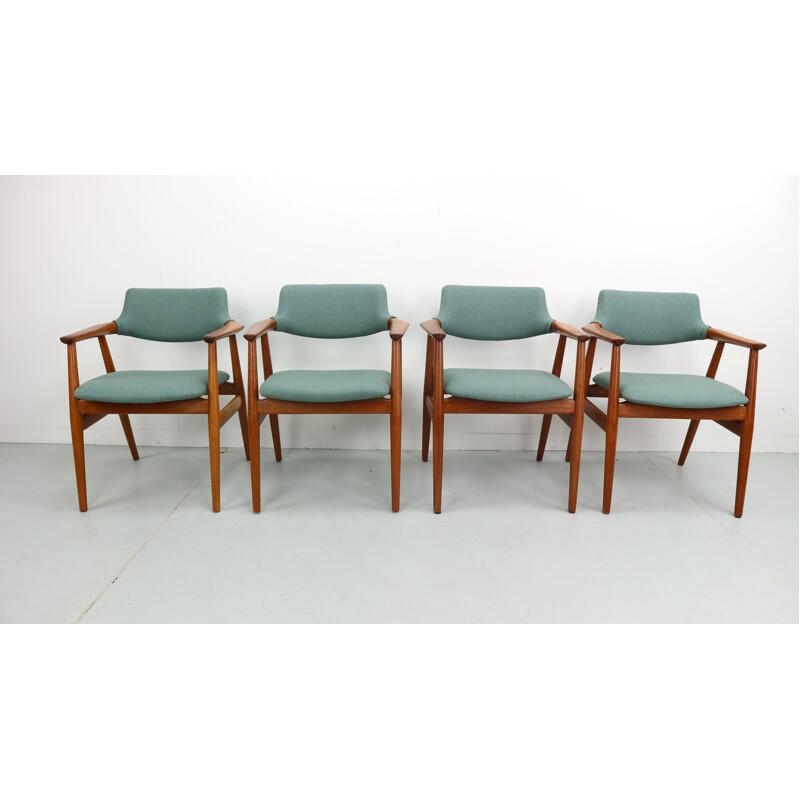 Set of 4 grey chairs in teak by Svend Aage Eriksen