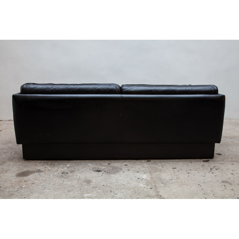 Belgisches Vintage-Sofa aus schwarzem Leder