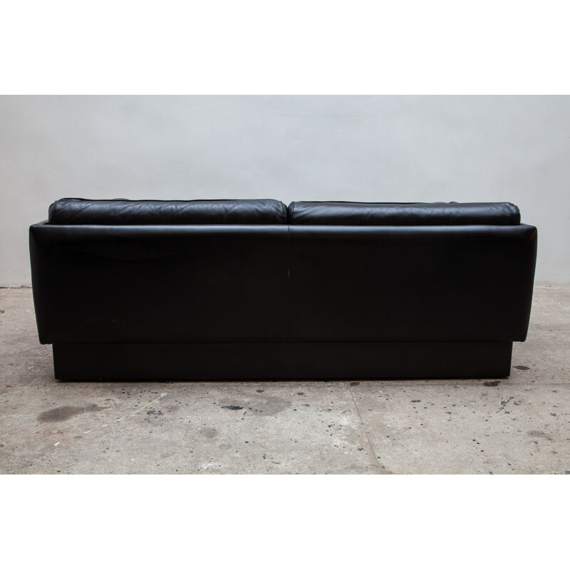 Vintage sofa in metal and black leather