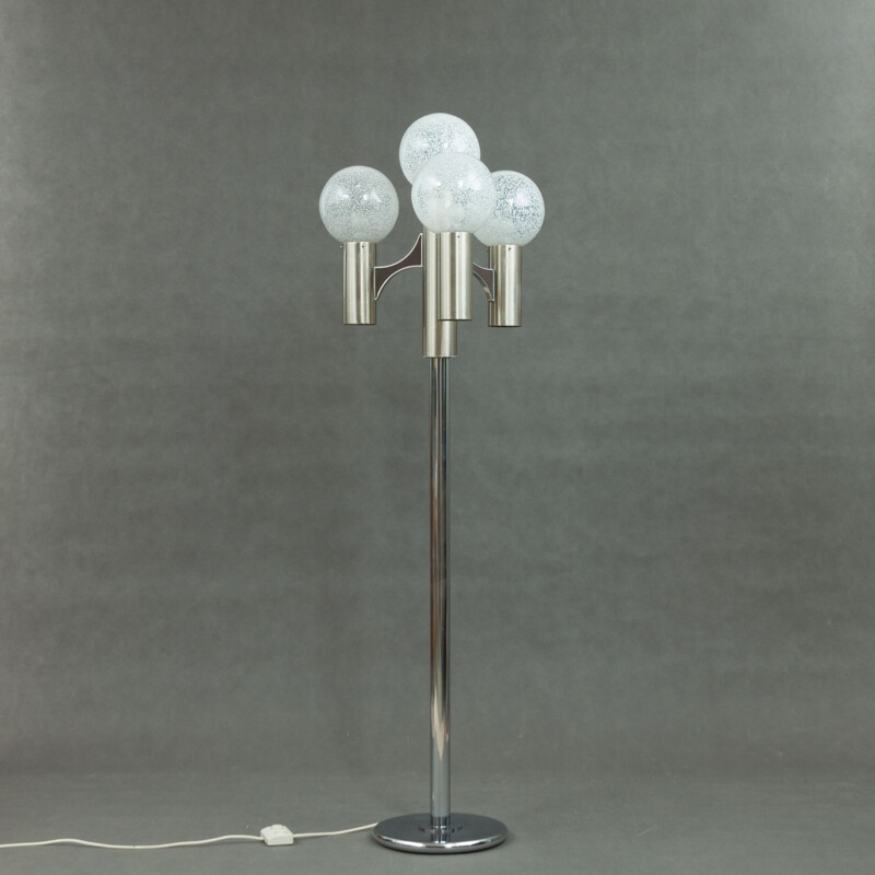 Vintage white floor lamp by Gaetano Sciolari