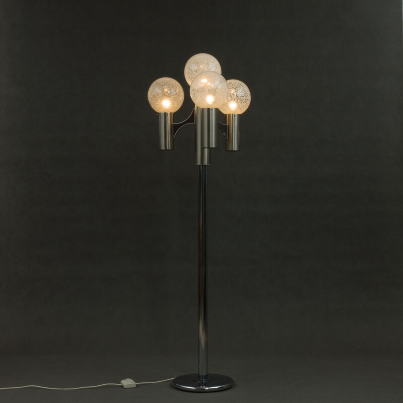 Vintage white floor lamp by Gaetano Sciolari