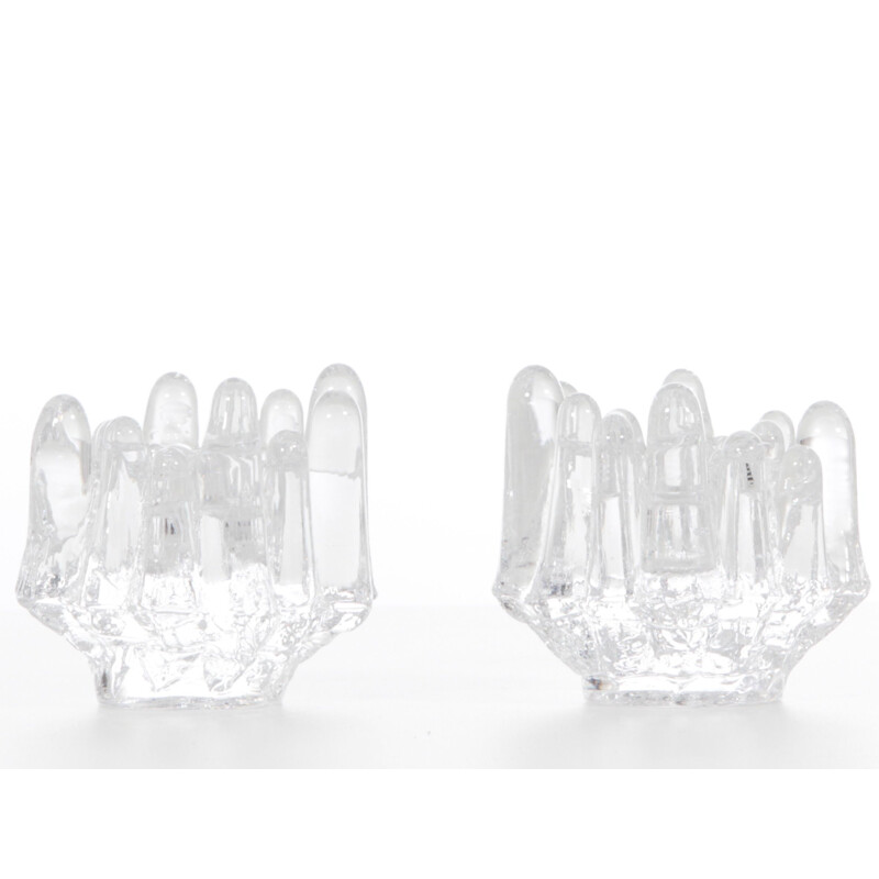 Set of 2 vintage scandinavian candlesticks in Crystal series Polar by Goran Warff