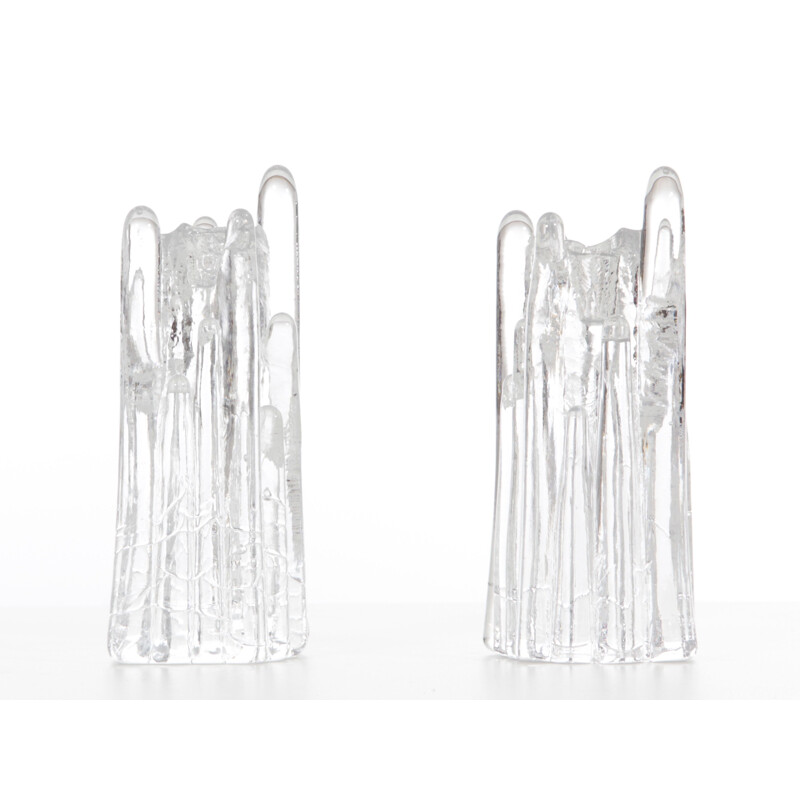 Set of 2 vintage Scandinavian candlesticks in Crystal series Polar by Goran Warff