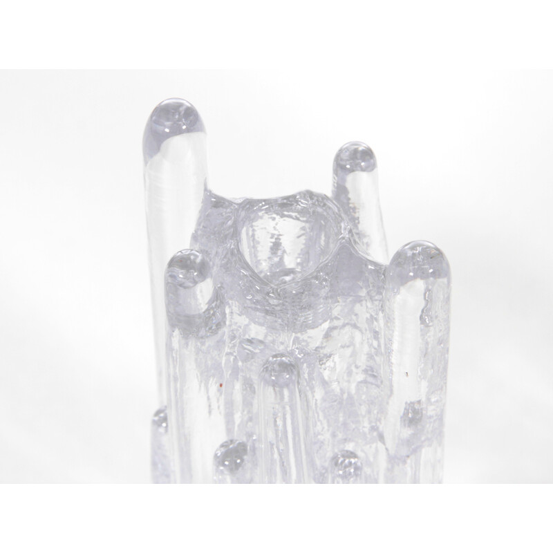 Suite de 2 bougeoirs vintage scandinaves en cristal série Polar par Goran Warff