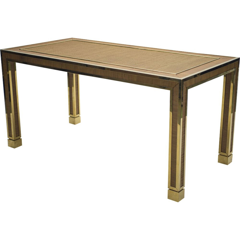 Vintage brass and bamboo dining table