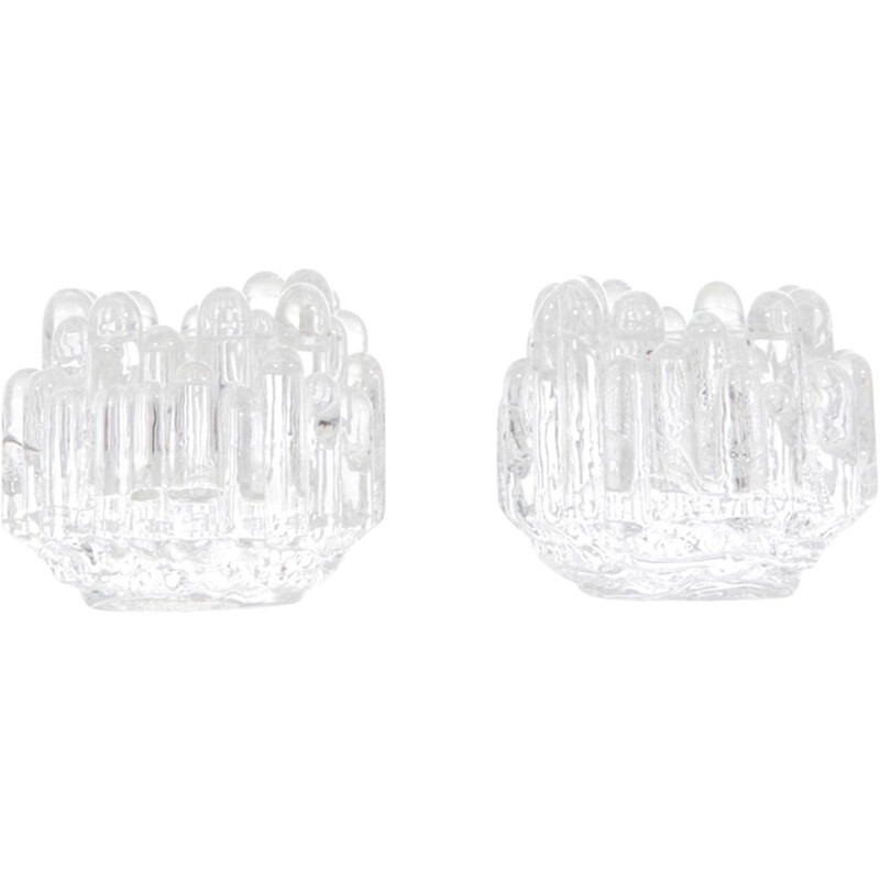 Pareja de candelabros escandinavos vintage de cristal serie Polar de Goran Warff