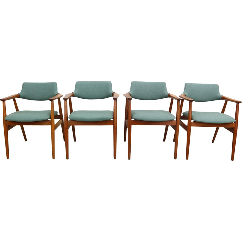 Set of 4 grey chairs in teak by Svend Aage Eriksen