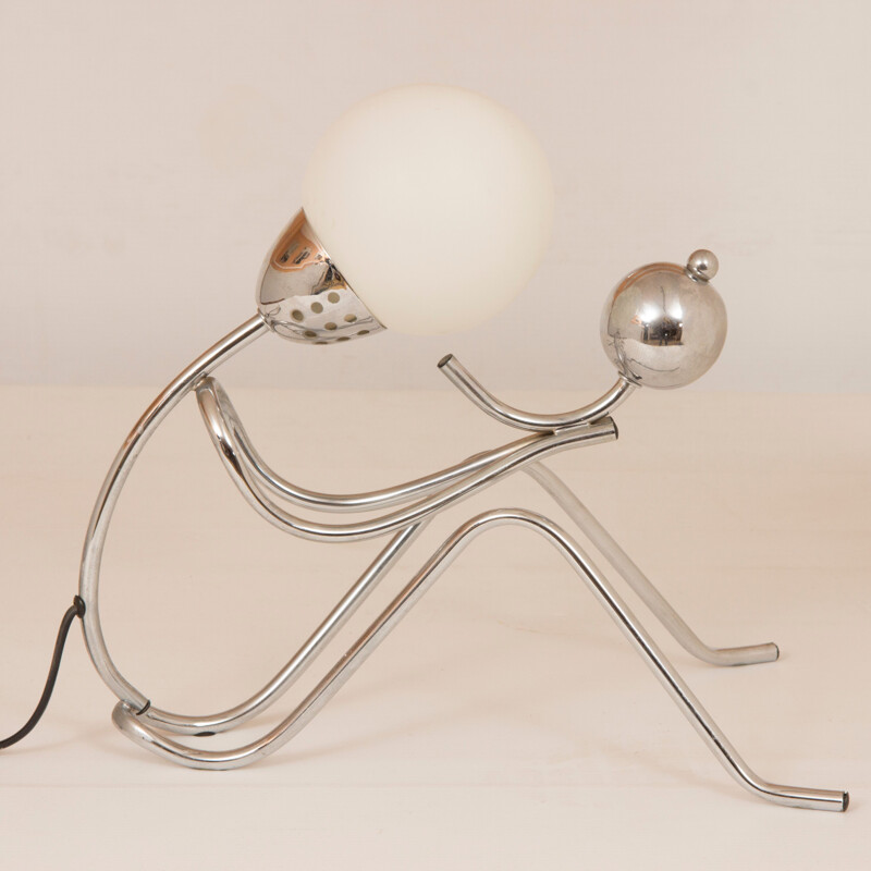 Vintage table lamp in chromed metal