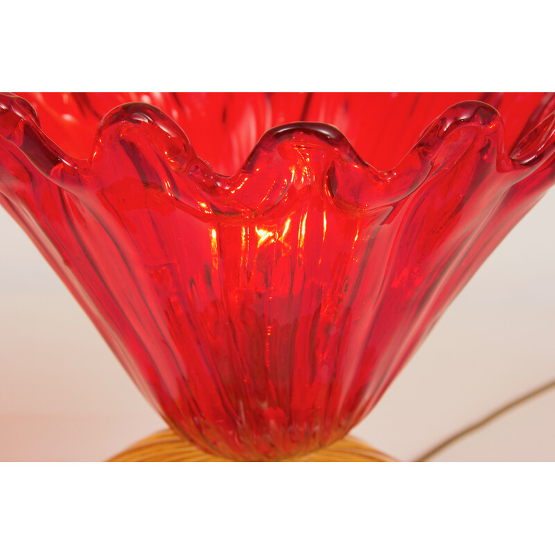 Pair of red lamps in Murano glass