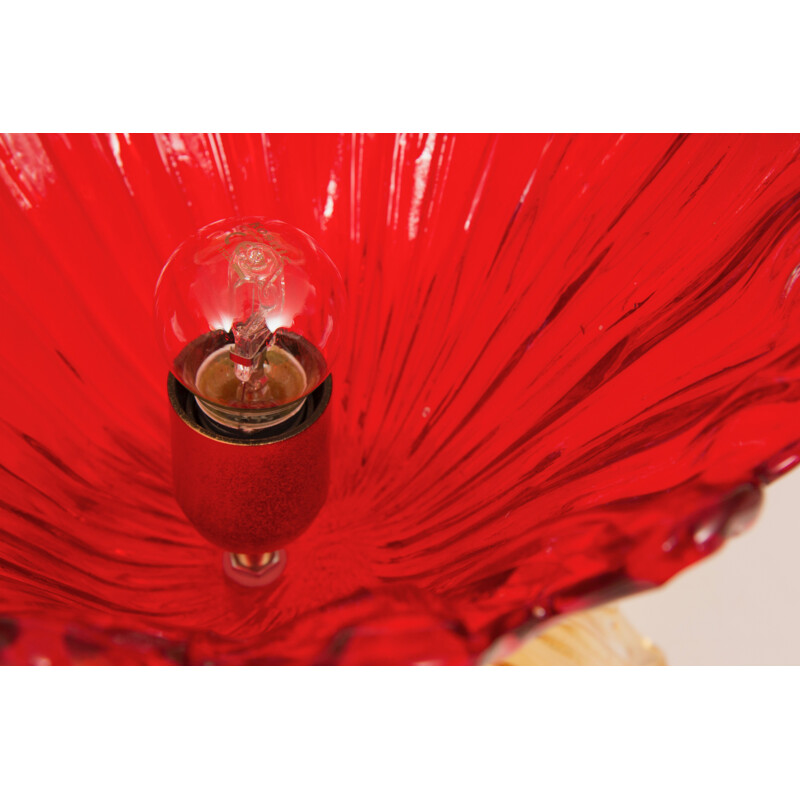 Paire de lampes rouges en verre de Murano rouge