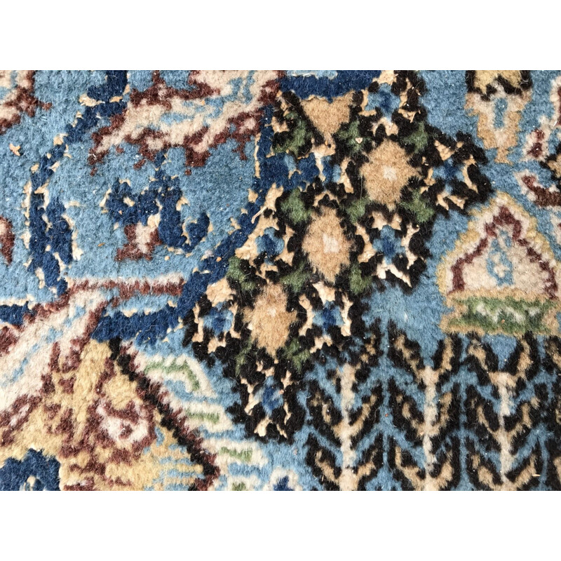 Vintage blue carpet in wool