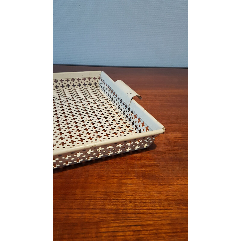 Vintage perforated metal serving tray by Mathieu Mategot