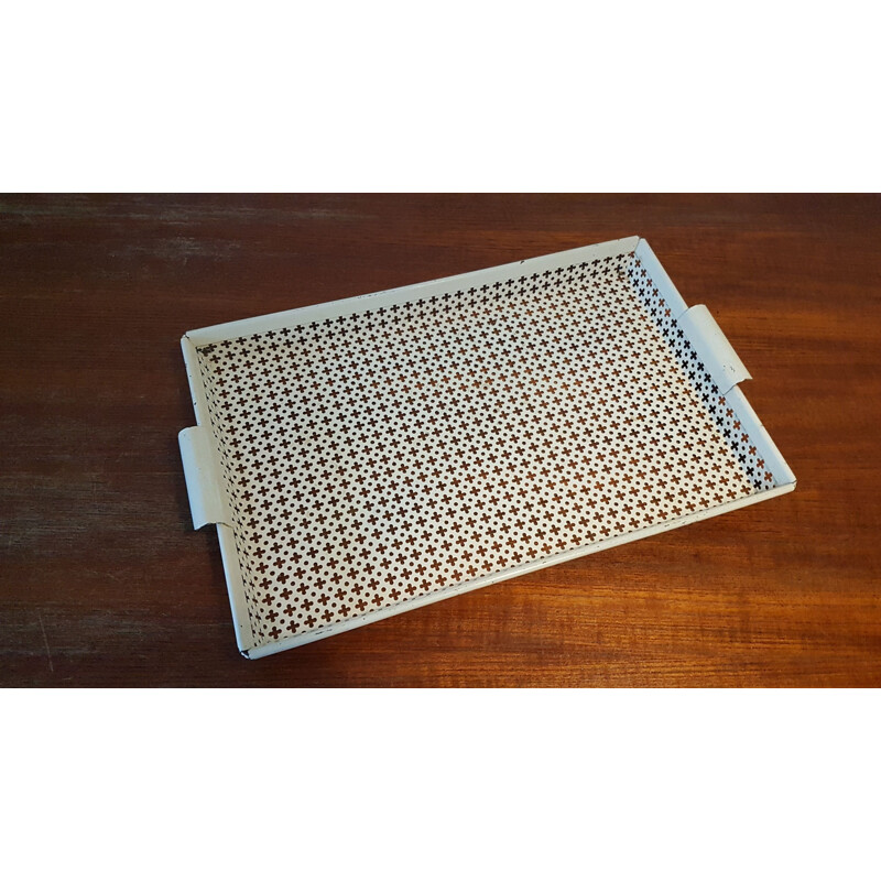 Vintage perforated metal serving tray by Mathieu Mategot