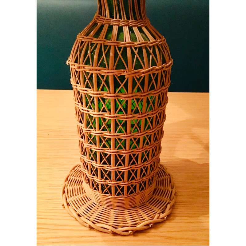 Vintage lamp in wicker and glass