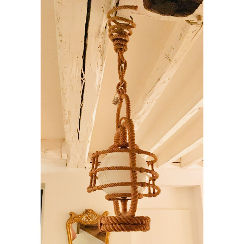 Vintage hanging lamp storm in rope