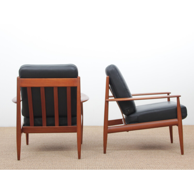 Set of 2 vintage Scandinavian teak armchairs
