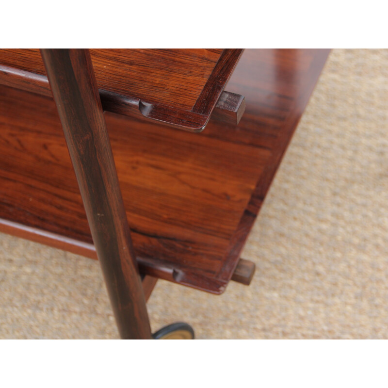 Scandinavian vintage sideboard with wheels in rosewood by Rio with 3 trays by Poul Hundevad