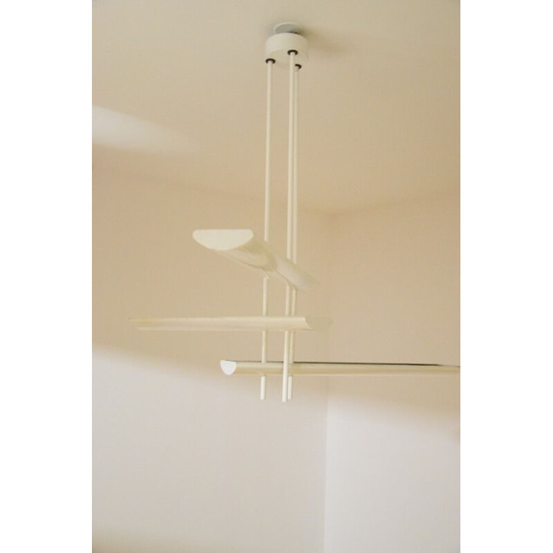 Vintage chandelier in white lacquered metal