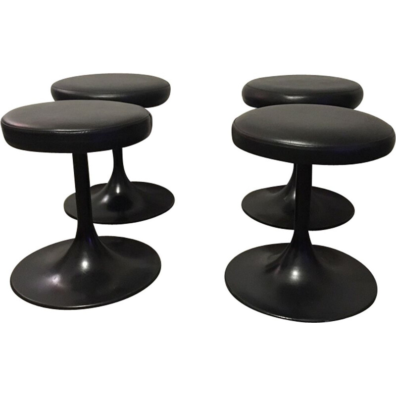 Set of 4 vintage black stools Tulip foot