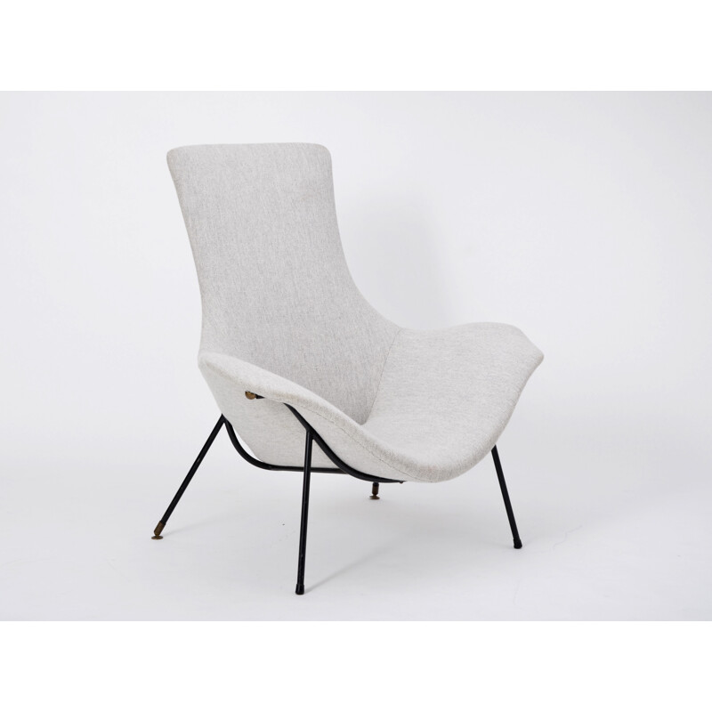 Fauteuil gris vintage par Augusto Bozzi pour Fratelli Saporiti