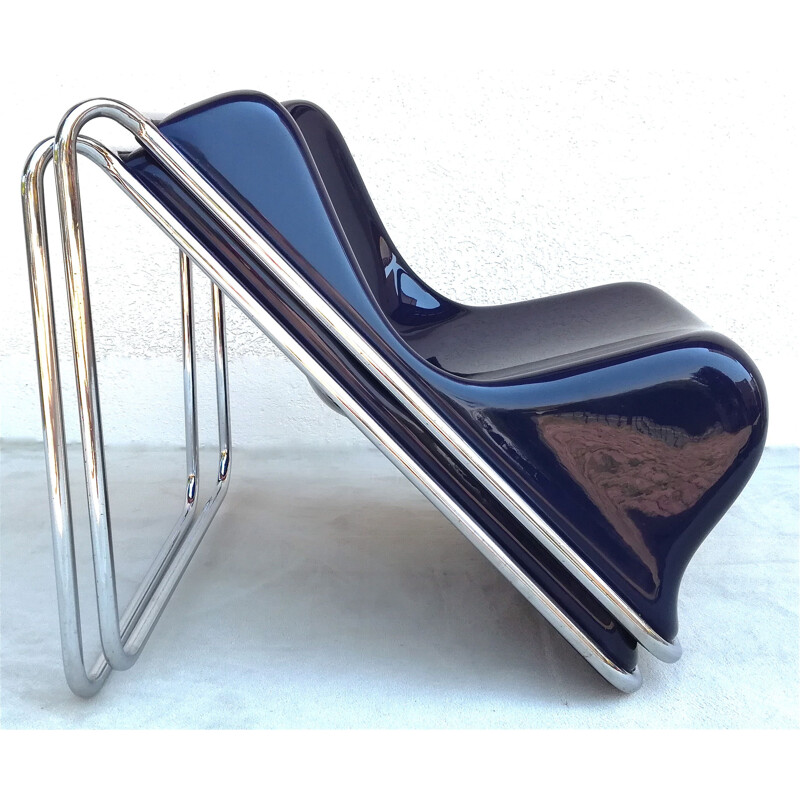 Pair of blue P110 armchairs by Alberto Rosselli